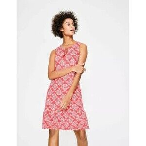 Boden Arabella Dress Women 8 Regular Pink Floral Sleeveless Mini Pullover Tassel